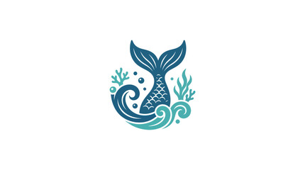 Mermaid tail fins ocean aquatic creature. © andik