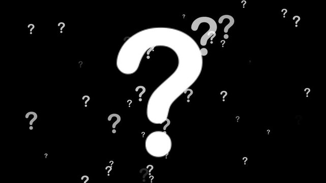 Mysterious Question Mark Symbol on Black Background with Smaller Question Marks Pattern