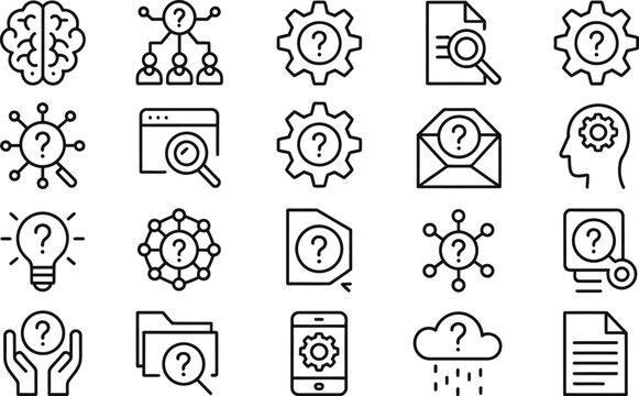 Question mark icons with FAQ, question symbol, unknown, help, support, inquiry, information, user assistance, editable, vector, designs.
