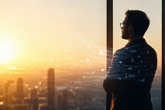 Professional Silhouette Watching Workload Data Flow Away