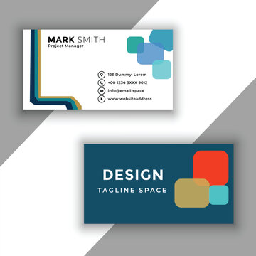 business card design template with colorful geometric shapes