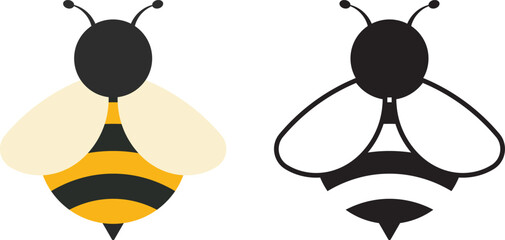 Bee on honeycomb icon set. Flying bee route. Honeybee animal in flat style. Flow honey with bumblebee. bumblebee icon set, honey bee and honeycomb hive symbols, insect and pollination concept © TASLIMA