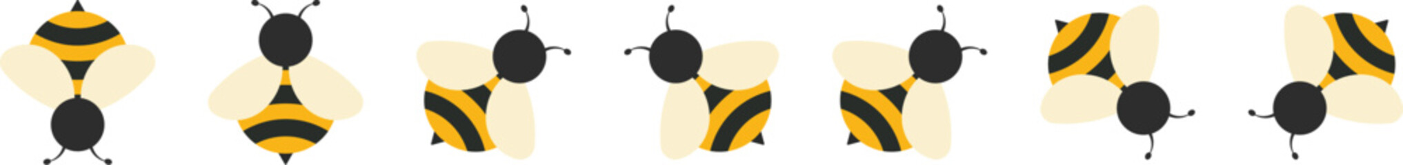 Bee on honeycomb icon set. Flying bee route. Honeybee animal in flat style. Flow honey with bumblebee. bumblebee icon set, honey bee and honeycomb hive symbols, insect and pollination concept © TASLIMA