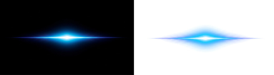 Abstract blue light streak effect isolated on transparent background luminous horizontal rays flare beam glowing energy flash motion trail dynamic digital laser burst element © ATIQULISLAM