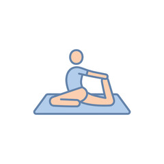 Fototapeta premium Person practicing yoga on a mat in a king pigeon pose.
