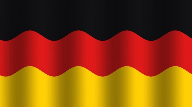 Wavy flag design with black, red, and yellow stripes flowing