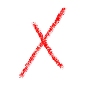 Hand Drawn Red Chalk Cross Mark Symbol
