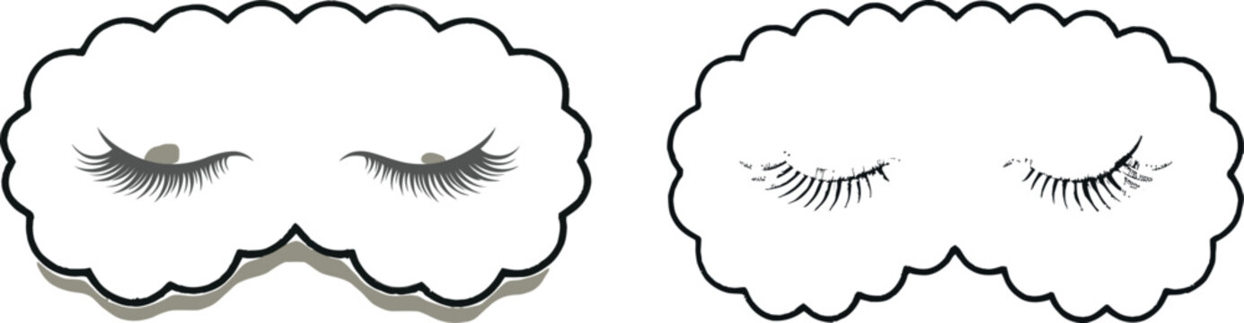 Set of sleep masks with closed eyes design vector illustration relaxation wellness blindfold