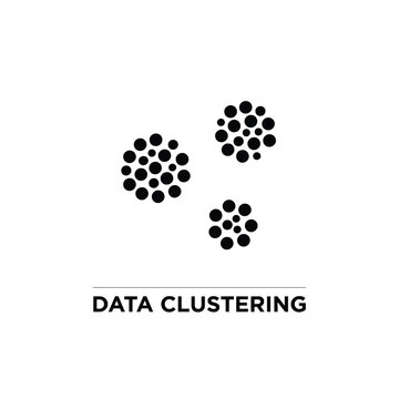 Three circular dot clusters on a white background a simple silhouette graphic for data visualization grouping aggregation collection points