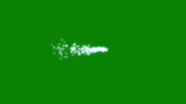4k White glowing star glitter particle trail with elegant Christmas style line transition, magic line starry dust, pixie dust path, twinkling blink doodle stardust line smooth motion on green screen.