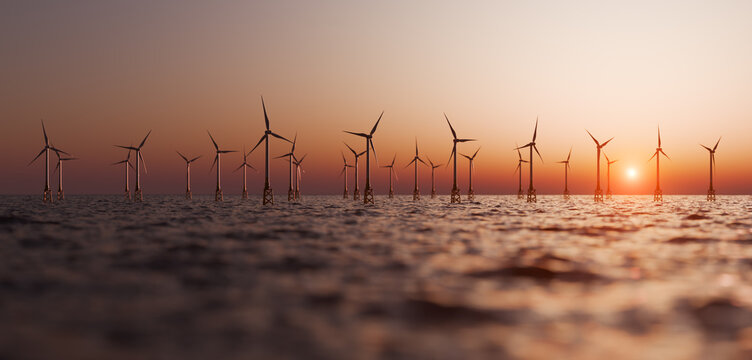 Wind farm in the open sea
