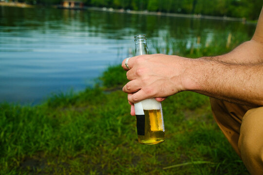 Relaxing With A Beer In Nature Alone