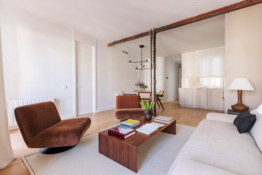 Living Room With Exposed Beam