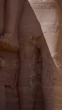 Temple of Nefertari next to the temple of Abu Simbel temple of Pharaoh Ramses II in southern Egypt in Nubia next to Lake Nasser.