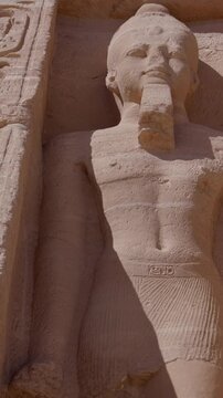 Temple of Nefertari next to the temple of Abu Simbel temple of Pharaoh Ramses II in southern Egypt in Nubia next to Lake Nasser.