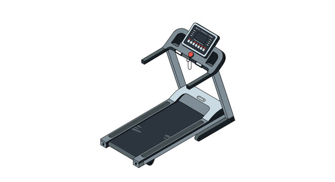 Isometric treadmill running machine designed for home gym cardio training and fitness workouts in vector style.