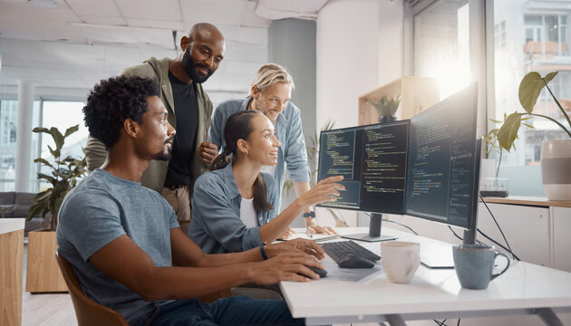 programmers using computer for coding