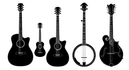 Fototapeta premium Silhouette of various stringed musical instruments