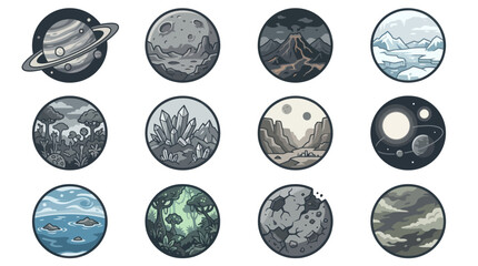 Planets and Moons in Space. © dika