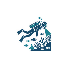 Scuba diver exploring ocean underwater sea. © dika