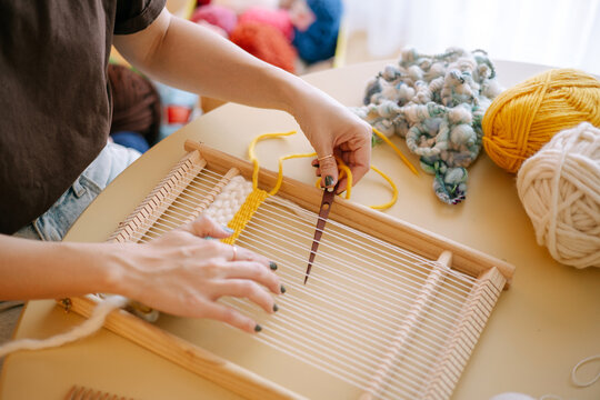  creation of a handmade textile piece. 