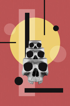 Collage art with a skull