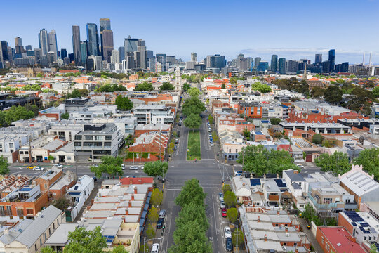 Tree lined streets and high rise buildings of an inner city suburb