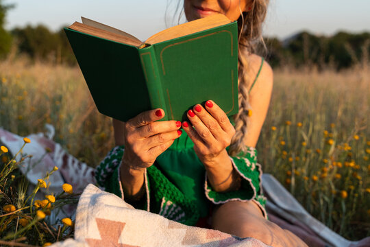  Woman Reading Outdoors