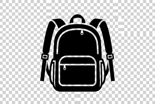 Black Backpack Icon Silhouette - School Bag, Travel Bag, Modern Design