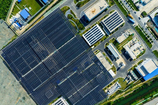 solar panels covering wastewater treatment plant