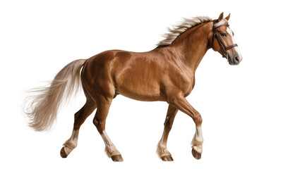 Brown horse with white mane and tail, walking © Peregrine