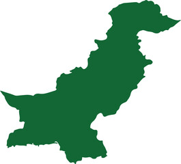 Obraz premium Simple green map of Pakistan isolated on white background.