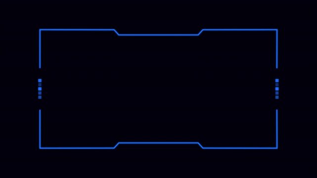 Interface frame hud with blue neon geometric design suitable for digital displays, websites, scifi concepts, futuristic projects, and technology themes. 4K - Alpha Channel