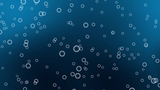 Bubbles abstract gradient background vector 4k animation video with glowing circles. Floating bubble outlines rising slowly on a blue gradient backdrop.