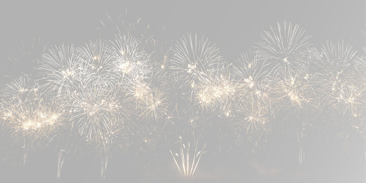 Golden festival fireworks panorama with spectacular pyrotechnic explosions sparkling glowing bursts celebration holiday party event New Year anniversary luxury light show entertainment