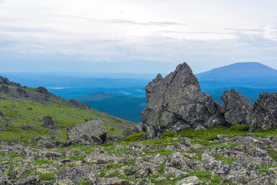 Mountain landscape in the summer. Konzhakovskiy Kamen mount.