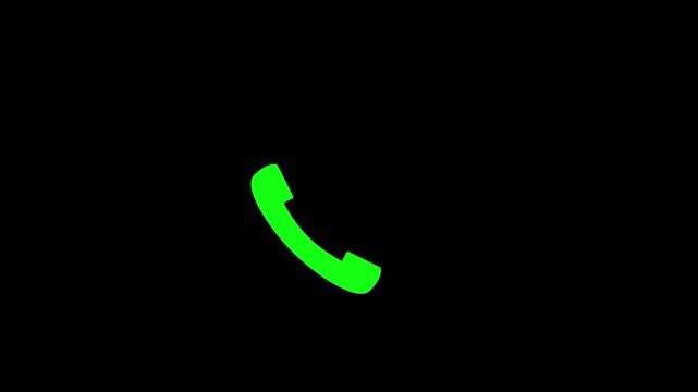 Unique green telephone handset icon with fading dots animation 4k 25fps