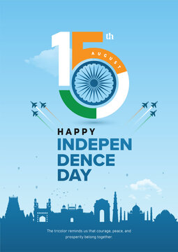 15th August  India Independence Day Celebration Poster Design Template