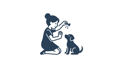 Fototapeta premium Woman and dog sitting together outside.