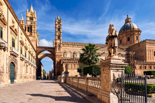 Majestic Cattedrale di Palermo on a sunny day, famous landmark in Sicily