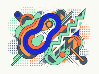 Fototapeta premium Vibrant Abstract Geometric Illustration with Fluid Shapes and Dots