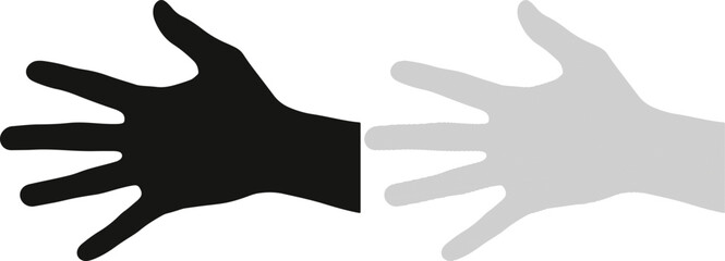 Black and grey minimalist open hand gesture with fingers spread wide icon vector © Rayhan K.