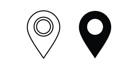 Map location pin marker set for navigation and geographic point of interest symbol in minimalist © NOVASTOCK