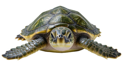 Green sea turtle with patterned shell and flippers © Lyra