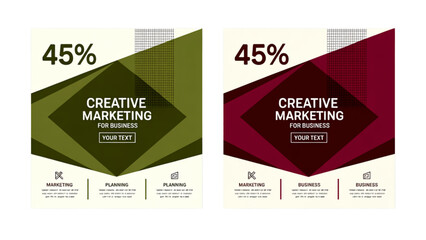 Two percentage bar icons with 45 percent and 48 percent filled in green and red colors Vector © MD OBAYDUL 