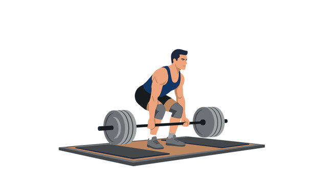 Man doing deadlift exercise with weights.