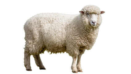Naklejka premium Woolly sheep standing profile view