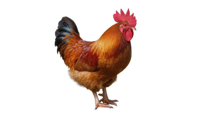 Rooster with red comb and brown feathers
