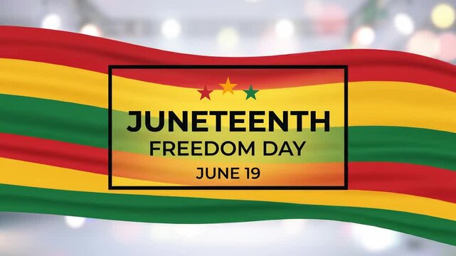 Juneteenth Freedom Day banner with Pan African colors and bokeh background