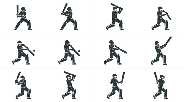 Baseball player swinging bat motions sequence.